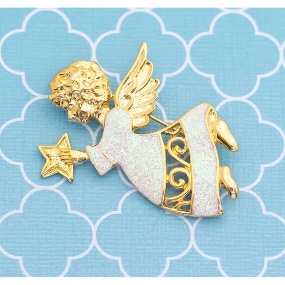Vintage Holy Angel Star Brooch - R15 - Picture 1 of 2